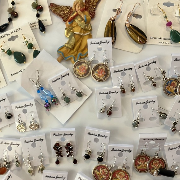 lot of ladies, assorted, pierced earrings, sterling, silver, crystal, elephants - Picture 8 of 8